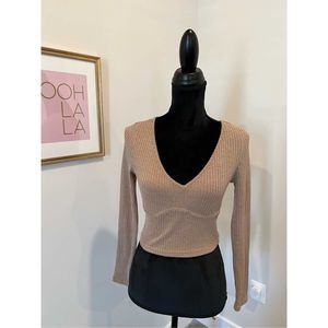 Women’s Tan Knit Crop Top
